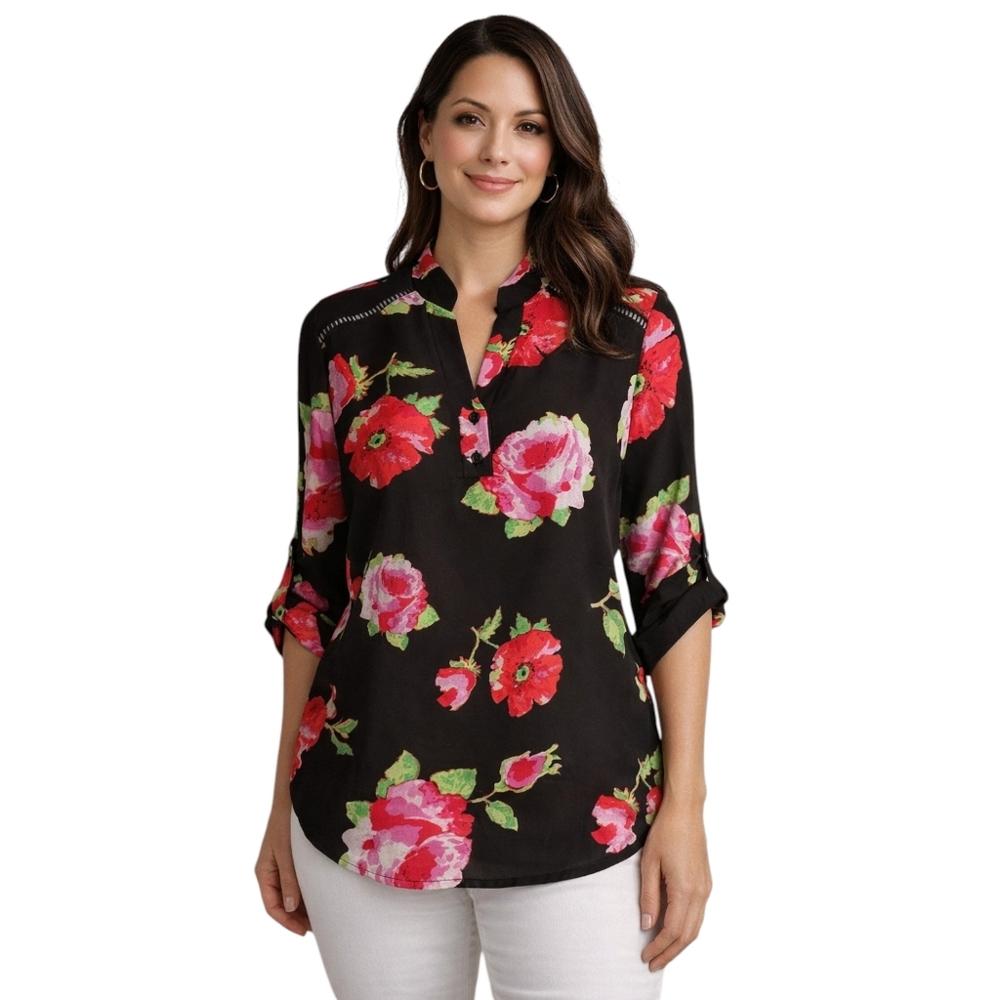 Wishful Park Floral Watercolor Blouse Top
